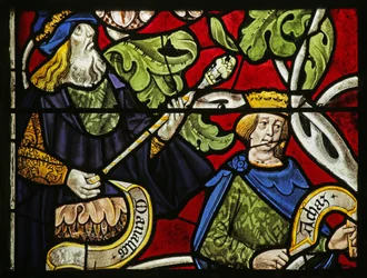 Window depicting Tree of Jesse: King Achaz and Manasses